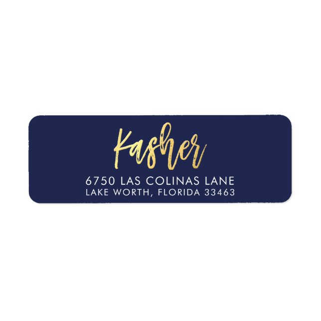 CUSTOM faux gold foil names navy + gold KASHER (Front)
