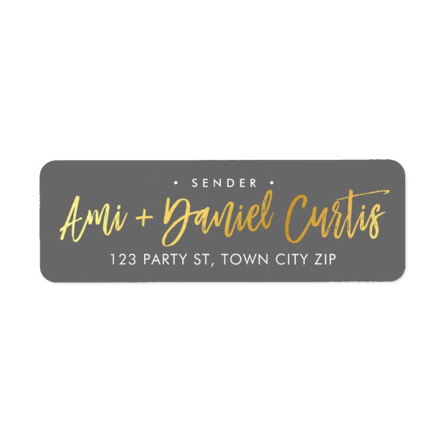 CUSTOM faux gold foil script names grey + gold (Front)