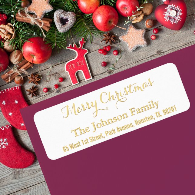 Custom Faux Gold Merry Christmas Return Address (Custom Faux Gold Merry Christmas Return Address Label)