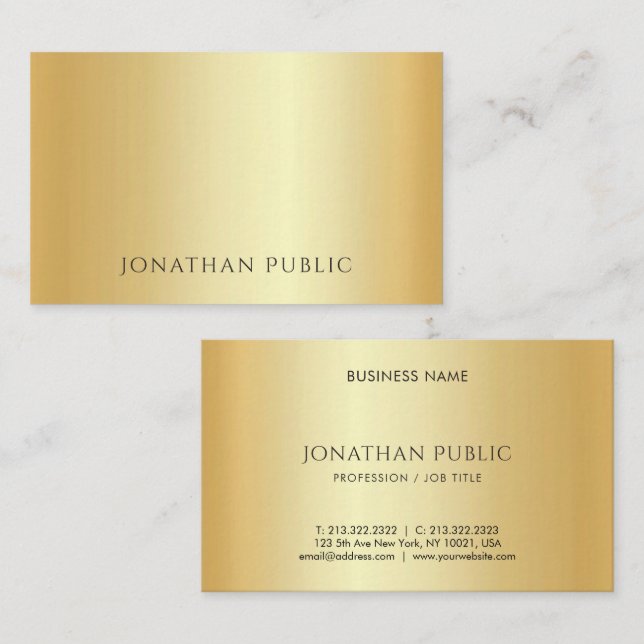 Custom Faux Gold Minimalist Template Luxury Business Card (Front/Back)