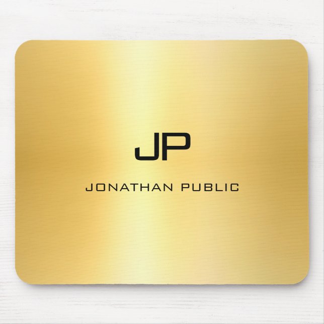 Custom Faux Gold Modern Elegant Template Mouse Mat (Front)