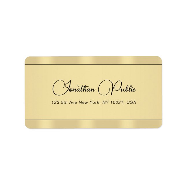 Custom Faux Gold Modern Typography Address Label (Front)
