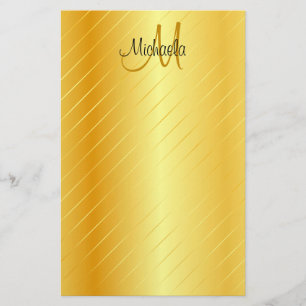 Custom Faux Gold Monogram Elegant Modern Template Stationery