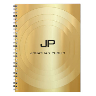 Custom Faux Gold Monogram Glamourous Template Notebook
