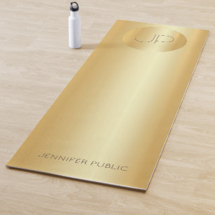 Custom Faux Gold Monogram Trendy Fitness Template Yoga Mat