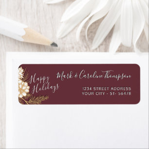 Custom Faux Gold Pine Cones Needles Return Address