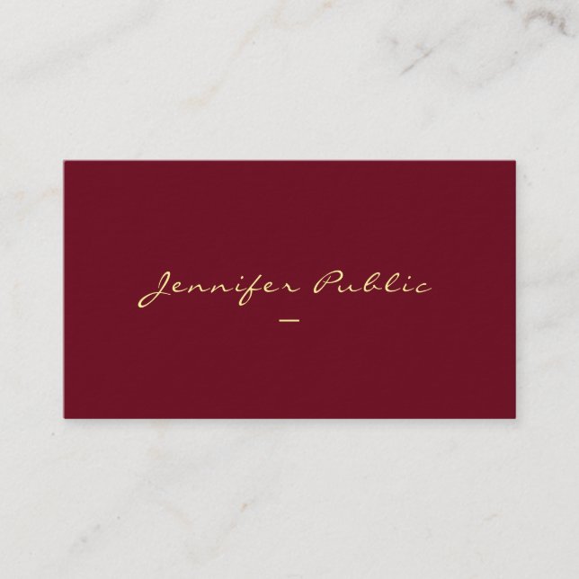 Custom Faux Gold Script Luxe Premium Thick Business Card (Front)