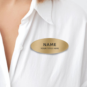 Custom Faux Gold Simple Modern Minimalist Title Name Tag