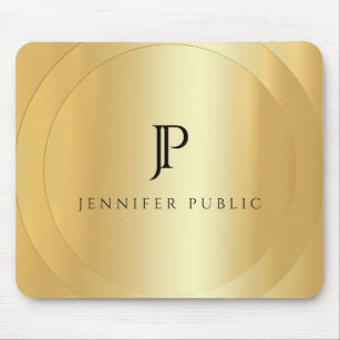 Custom Faux Gold Template Monogram Your Name Mouse Mat