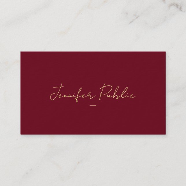 Custom Faux Gold Text Script Luxury Premium Thick Business Card (Front)