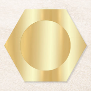 Custom Faux Gold Trendy Elegant Blank Glamourous Paper Coaster