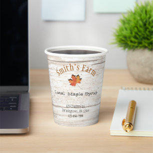 Custom Faux Leaf Cutout Maple Syrup Paper Cups