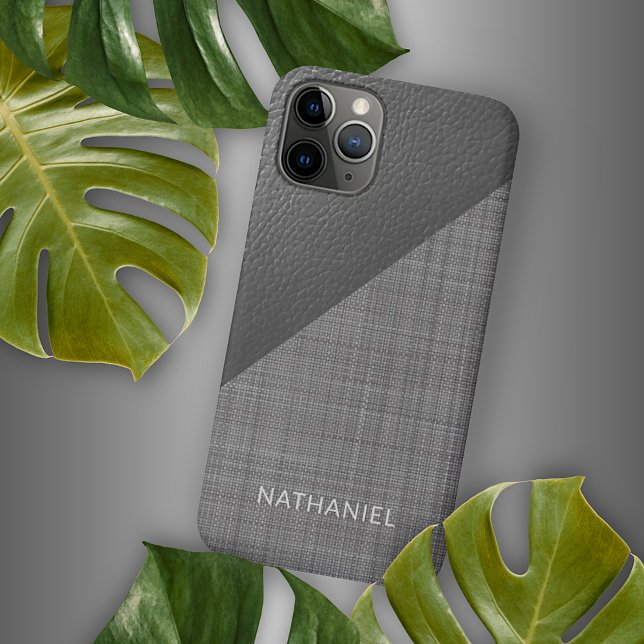 Custom Faux Light Medium Dark Grey Leather Look iPhone Case (Creator Uploaded)