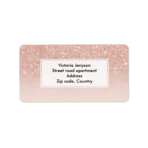 Custom faux rose pink glitter ombre label