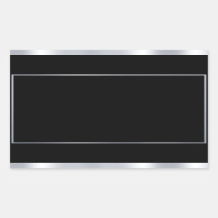 Custom Faux Silver Black Elegant Blank Template Rectangular Sticker