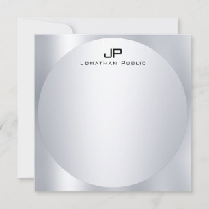 Custom Faux Silver Monogram Simple Elegant Trendy Card