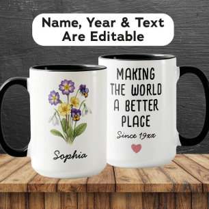 Custom February Birth Flower - Personalised Name Mug