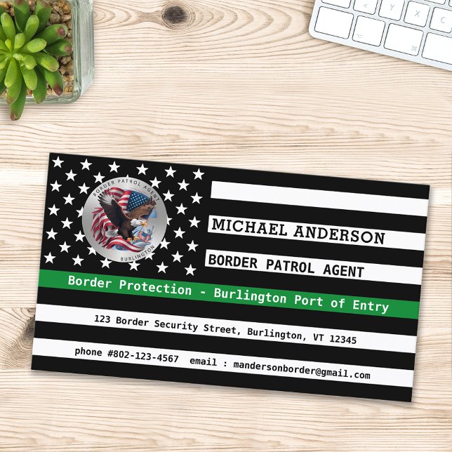Custom Federal Law Enforcement Thin Green Line Business Card (Creator Uploaded)