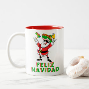 Custom Feliz Navidad Mexico Christmas Santa Two-Tone Coffee Mug