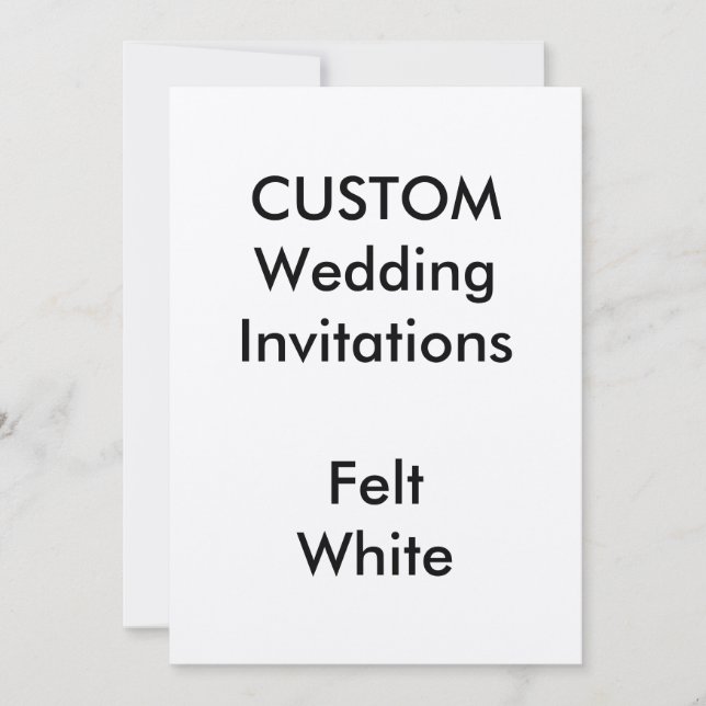 Custom FELT WHITE Wedding Invitations 5"x7" (Front)