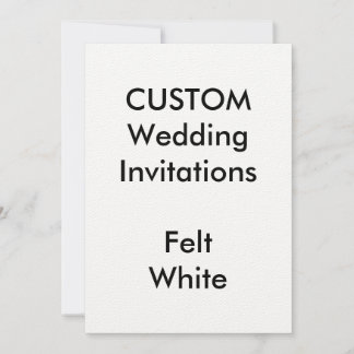 Custom FELT WHITE Wedding Invitations 5"x7"
