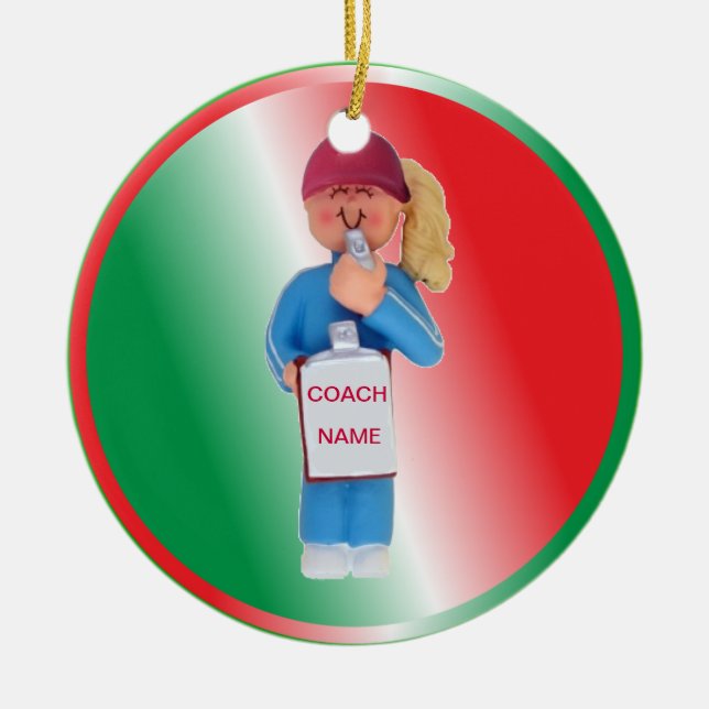 Custom Female Coach Christmas Ornament (Front)