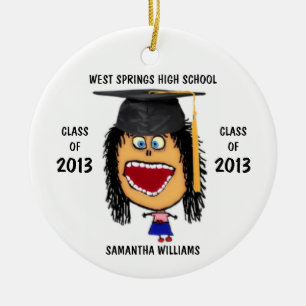 Custom Female Graduate Cartoon Ornament