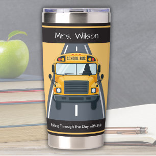 Custom Female School Bus Driver Appreciation Gift Insulated Tumbler
