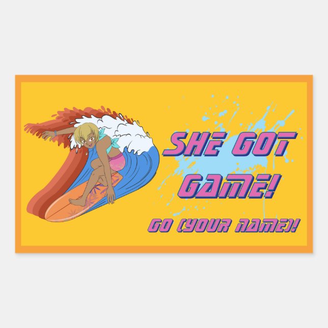 Custom Female Surfer Sticker (Front)