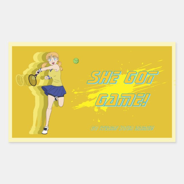 Custom Female Tennis Player Sticker (Front)