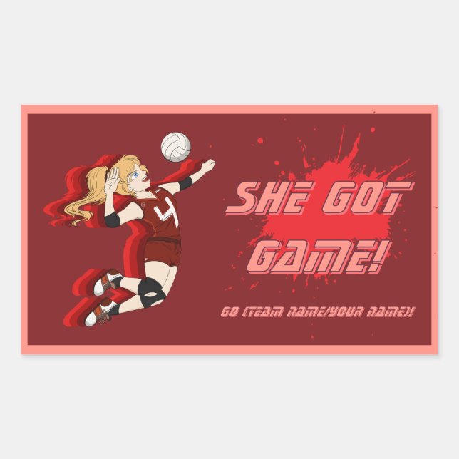 Custom Female Volleyball Player Sticker (Front)