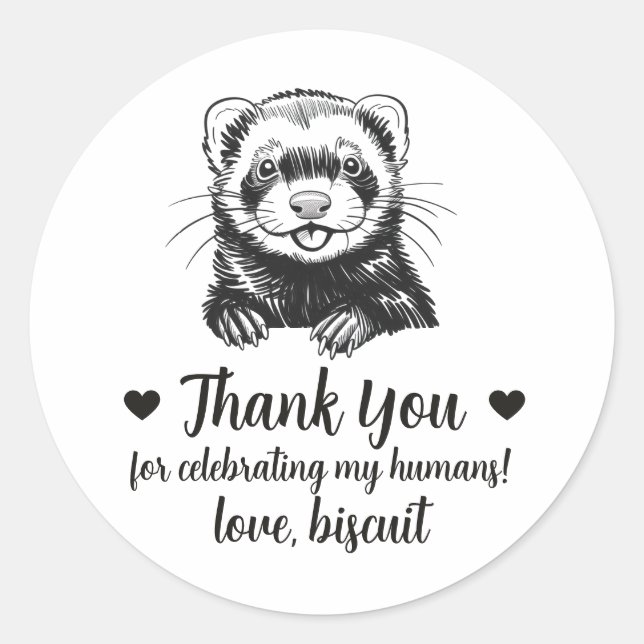 Custom Ferret Wedding Favour Stickers (Front)