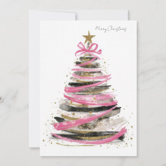 Custom festive Christmas Tree Greeting Holiday Card (Front)