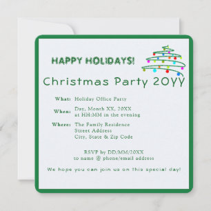 Custom Festive Fun Elegant Green Christmas Party Invitation