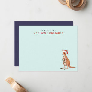 Custom Festive Kangaroo With Santa Hat Christmas Card