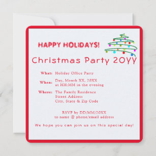 Custom Festive Modern Elegant Red Christmas Party Invitation