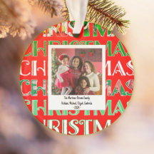 Custom Festive Red Green Christmas Photo