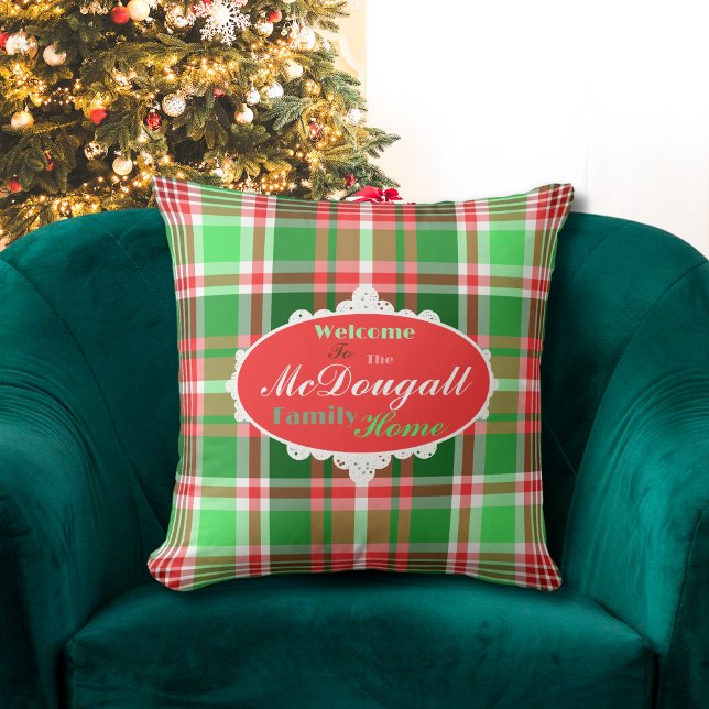 Custom Festive Red Green White Christmas Holiday Cushion (Creator Uploaded)