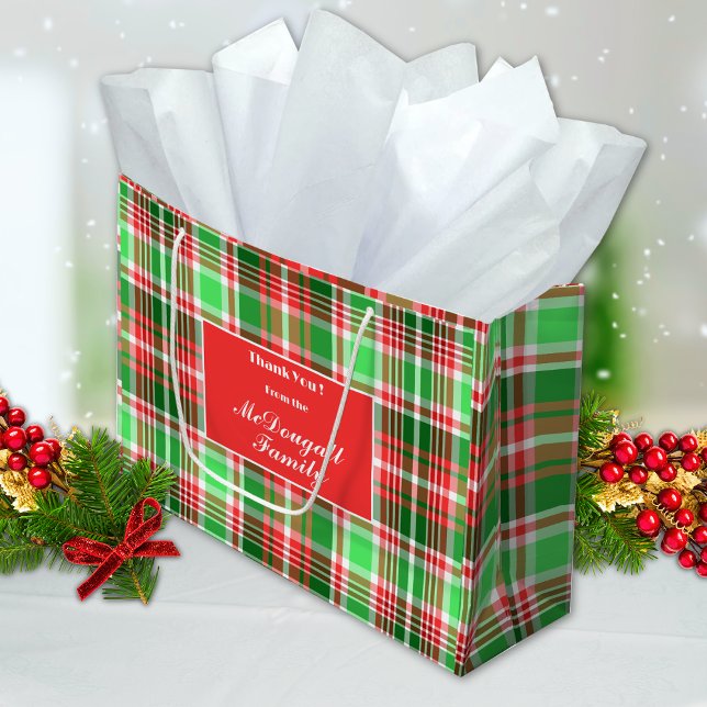 Custom Festive Red Green White Christmas Holiday  Large Gift Bag (Creator Uploaded)