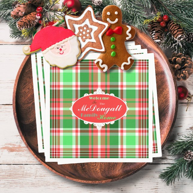 Custom Festive Red Green White Christmas Holiday Napkin (Creator Uploaded)