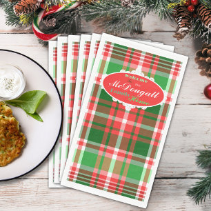 Custom Festive Red Green White Christmas Party Napkin