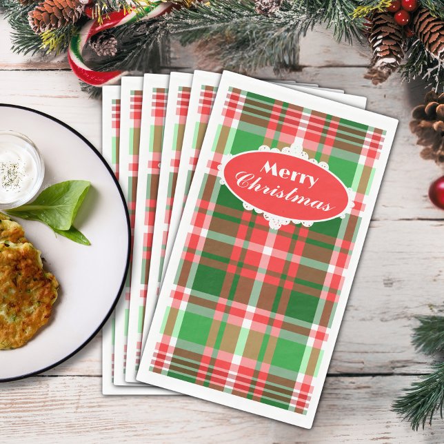 Custom Festive Red Green White Christmas Party Napkin (Creator Uploaded)