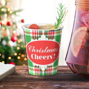 Custom Festive Red Green White Christmas Party Paper Cups