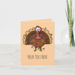 Custom Festive Turkey with String Lights Invitation