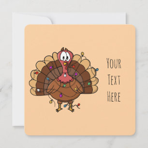 Custom Festive Turkey with String Lights Save The Date