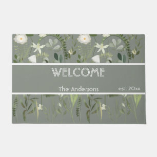 Custom Field Flowers Grey Pattern Floral Doormat