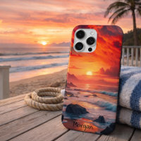 Custom Fiery Sunset Coastline – Ocean Cliffs
