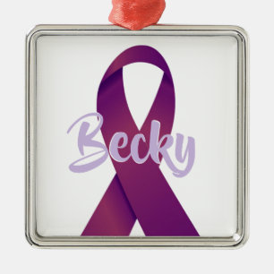 CUSTOM Fight Pancreatic Cancer Purple Ribbon Metal Tree Decoration