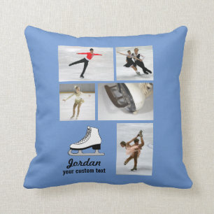 Custom Figure Skating 5 Photo Collage Skater Name Cushion