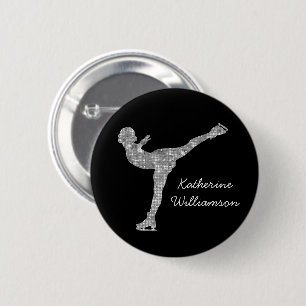 Custom Figure Skating Ice Skating Silver Shimmer 6 Cm Round Badge